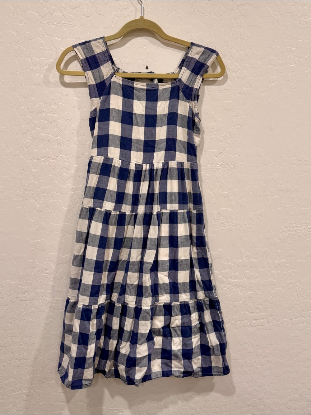 Old Navy Navy White Gingham Tiered Sundress Girls 10-12 Tiered Ruffle Midi